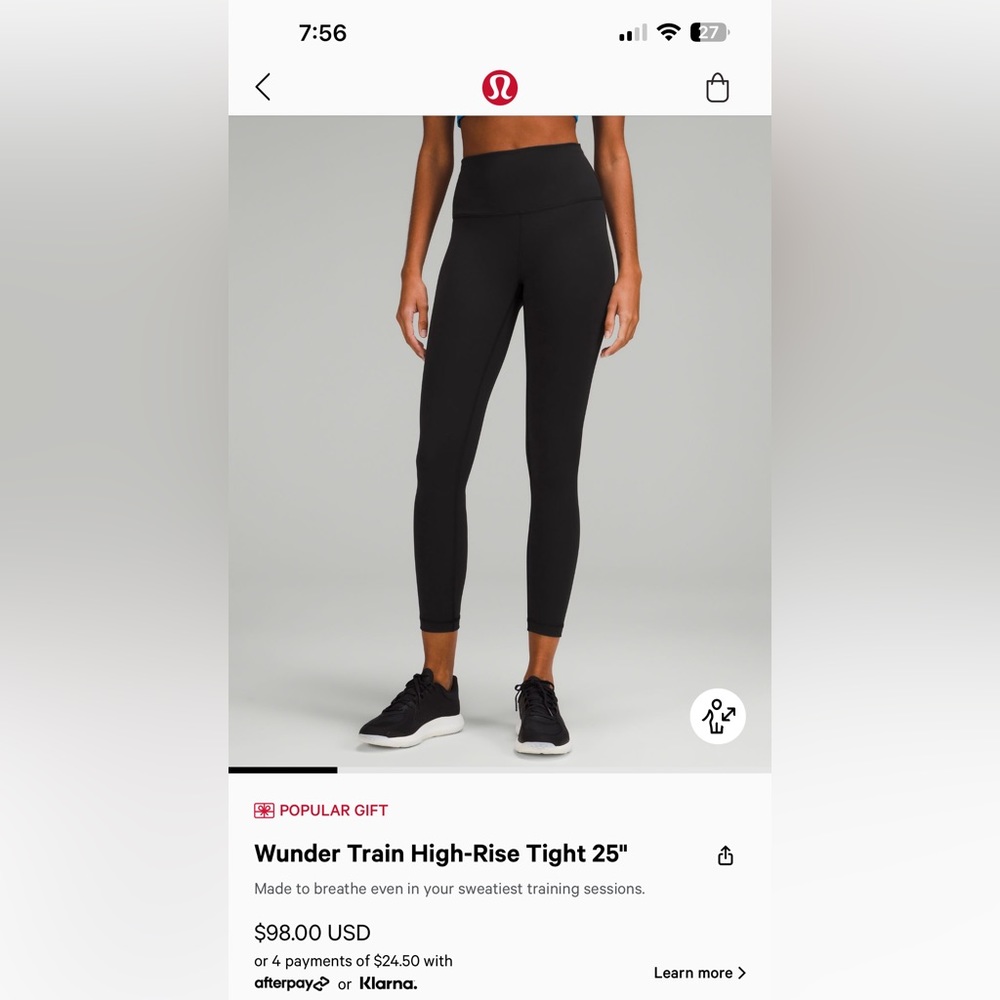 Lululemon Wunder Train High Rise Leggings 25”